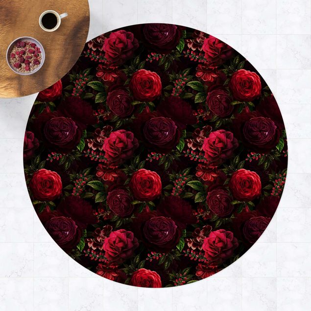 Tappeto per ingresso esterno Rose rosse davanti al nero