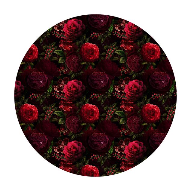 Tappeti in vinile grandi dimensioni Rose rosse davanti al nero