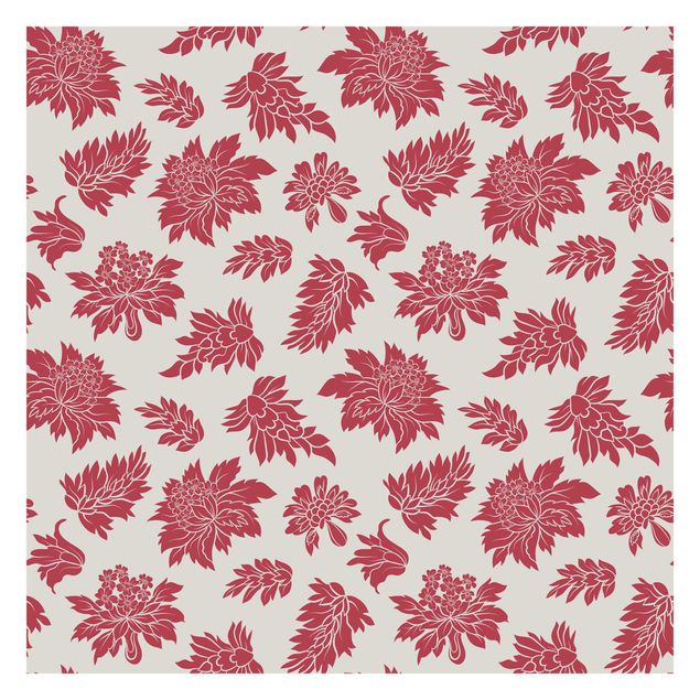 Carta da parati - Red baroque floral pattern