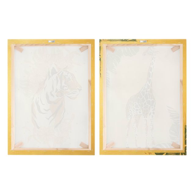 Quadri su tela Animali del Safari - Giraffa e tigre