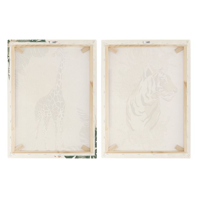 Quadri su tela Animali del Safari - Giraffa e tigre