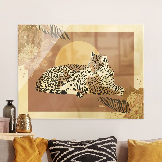 quadri con animali Animali del Safari - Leopardo al tramonto