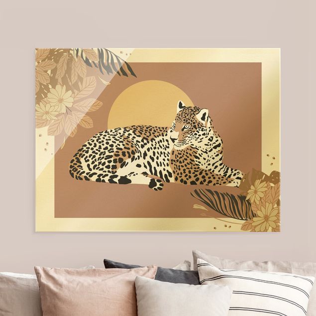 Lavagna magnetica vetro Animali del Safari - Leopardo al tramonto