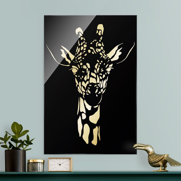 Lavagna magnetica vetro Animali del Safari - Ritratto di giraffa nero