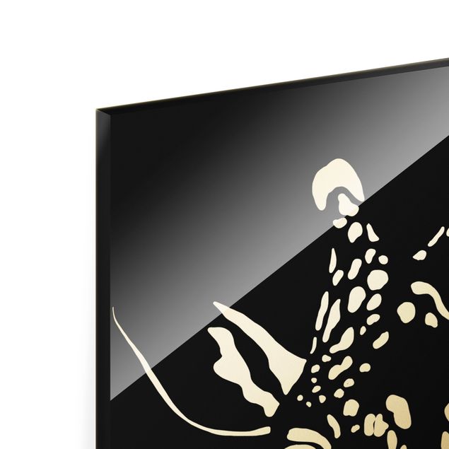 Quadro in vetro - Animali del safari - Ritratto di giraffa in nero - Formato verticale