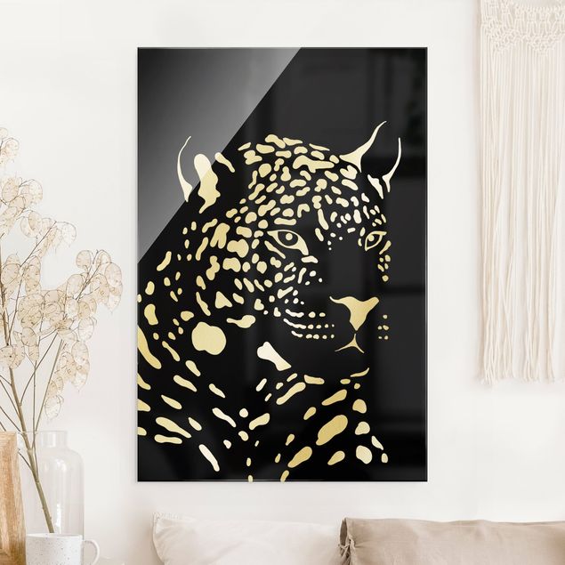 Quadri animali Animali del Safari - Ritratto di leopardo nero