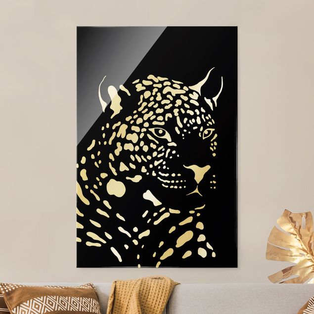 Lavagna magnetica vetro Animali del Safari - Ritratto di leopardo nero