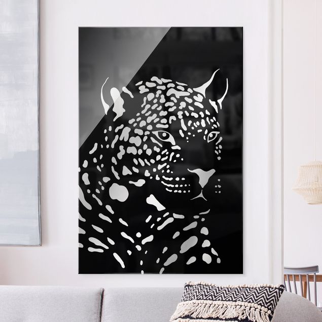 Quadri animali Animali del Safari - Ritratto di leopardo nero