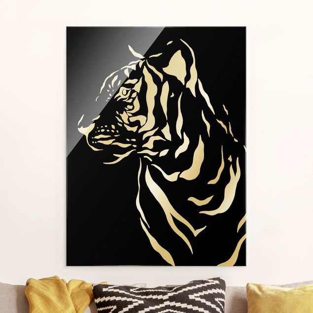 Quadri animali Animali del Safari - Ritratto di tigre nero
