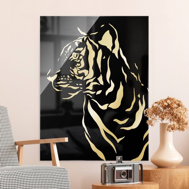 Lavagna magnetica vetro Animali del Safari - Ritratto di tigre nero