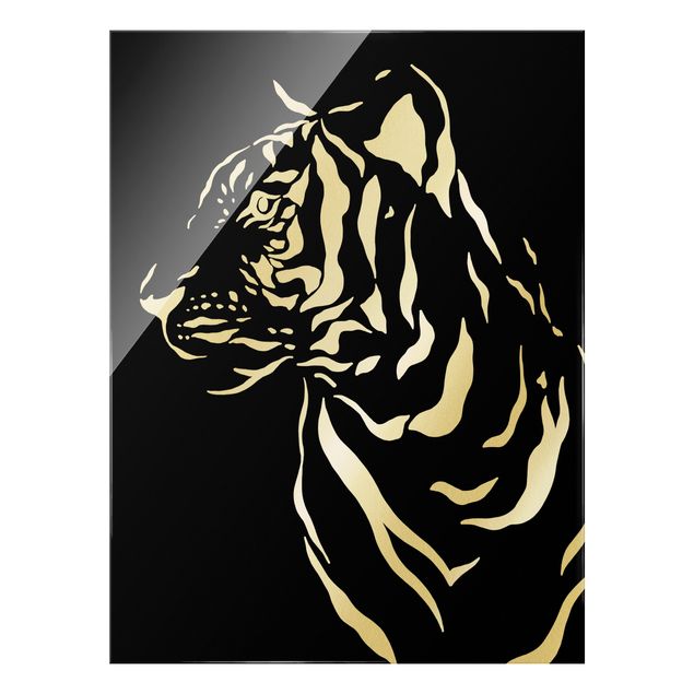 Quadro in vetro - Animali del safari - Ritratto di tigre nero - Formato verticale