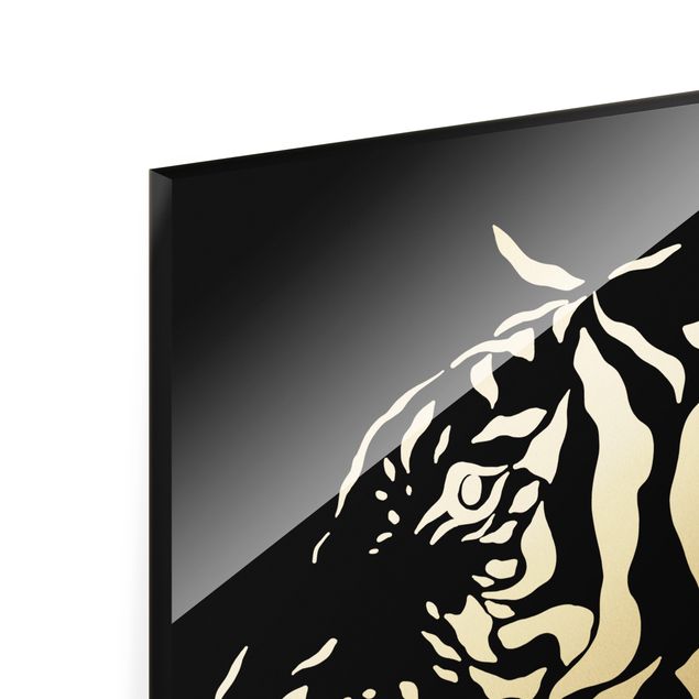 Quadro in vetro - Animali del safari - Ritratto di tigre nero - Formato verticale