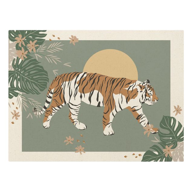 Quadri su tela fiori Animali del Safari - Tigre al tramonto