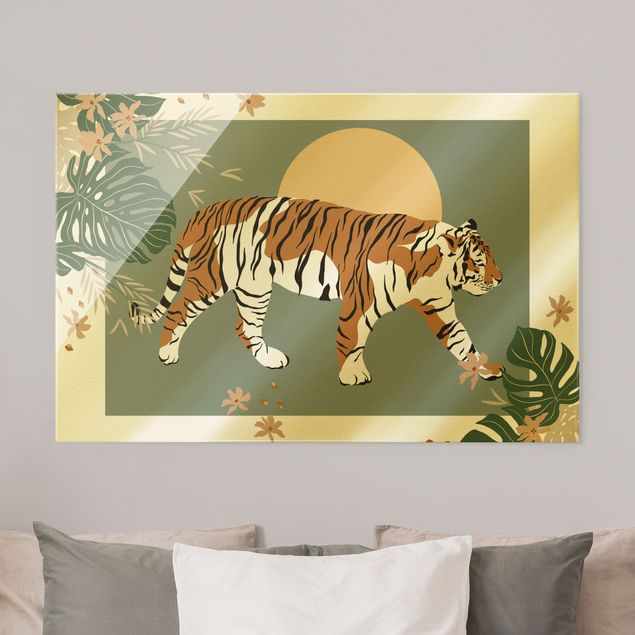 Lavagna magnetica vetro Animali del Safari - Tigre al tramonto