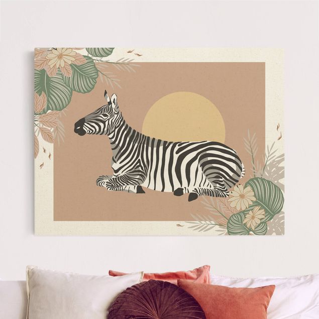 quadri con animali Animali da safari - Zebra al tramonto