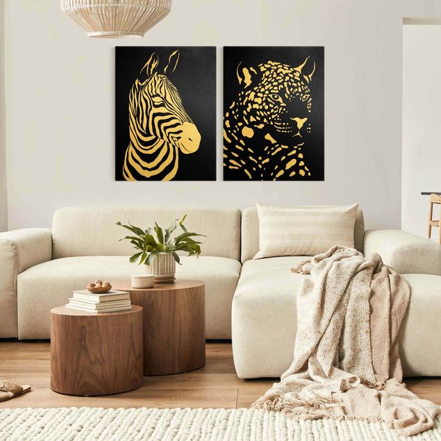 Stampe su tela fiori Animali del Safari - Zebra e Leopardo Nero