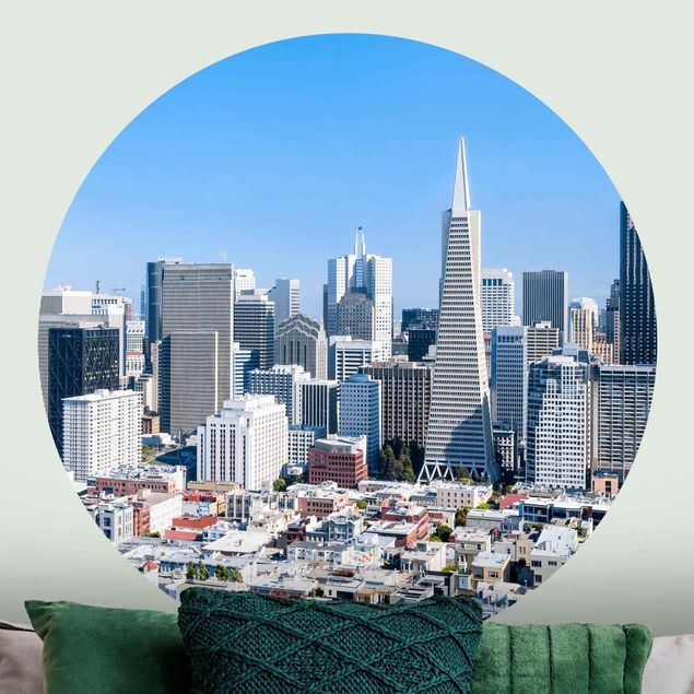 Carta da parati rotonda autoadesiva - Skyline di San Francisco