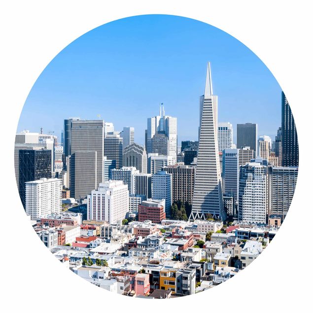 Carta da parati rotonda autoadesiva - Skyline di San Francisco