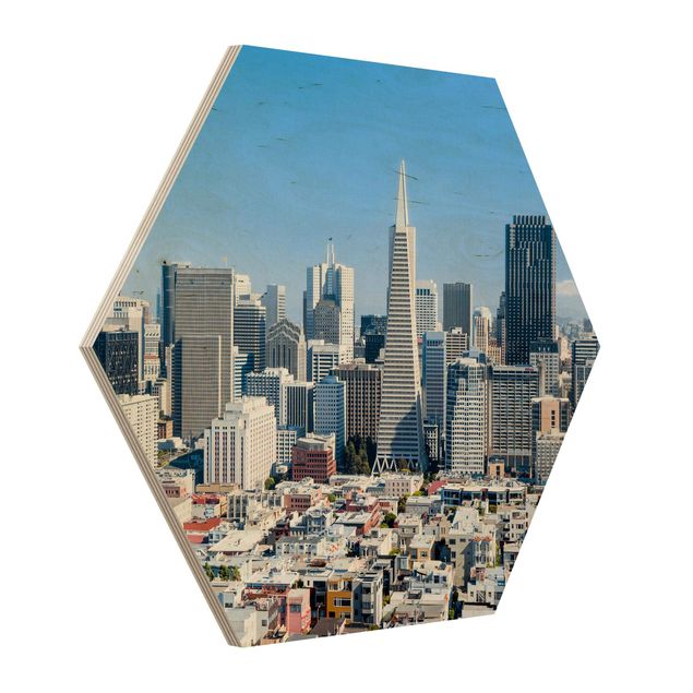 Esagono in legno - Skyline di San Francisco