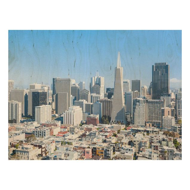 Stampa su legno - Skyline di San Francisco