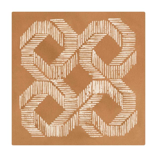 Tappetino di sughero - Geometria moderna color sabbia II - Quadrato 1:1