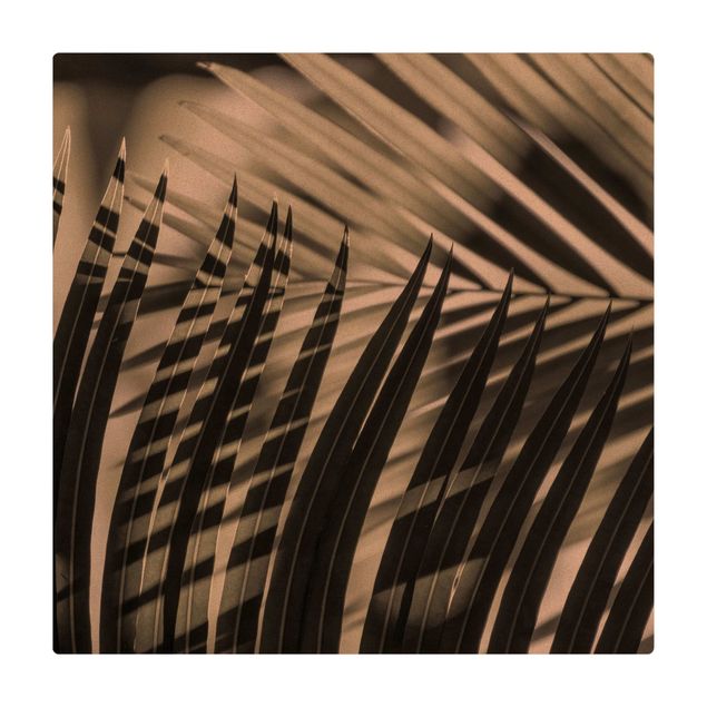 Tappetino di sughero - Giochi di ombre su ramo di palma - Quadrato 1:1