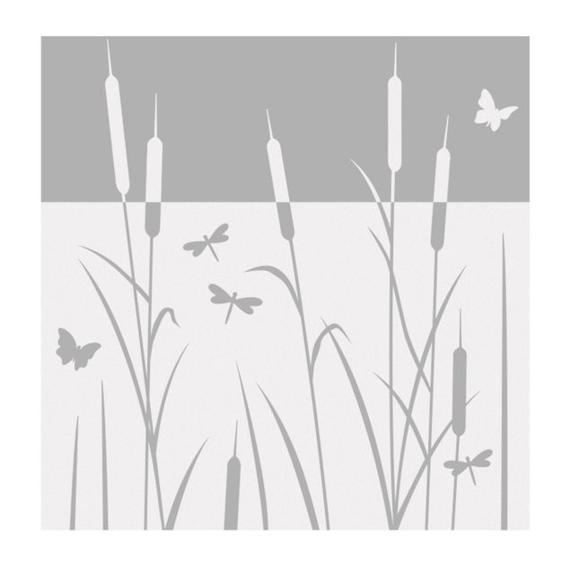 Pellicole per vetri - Reed con libellule e farfalle