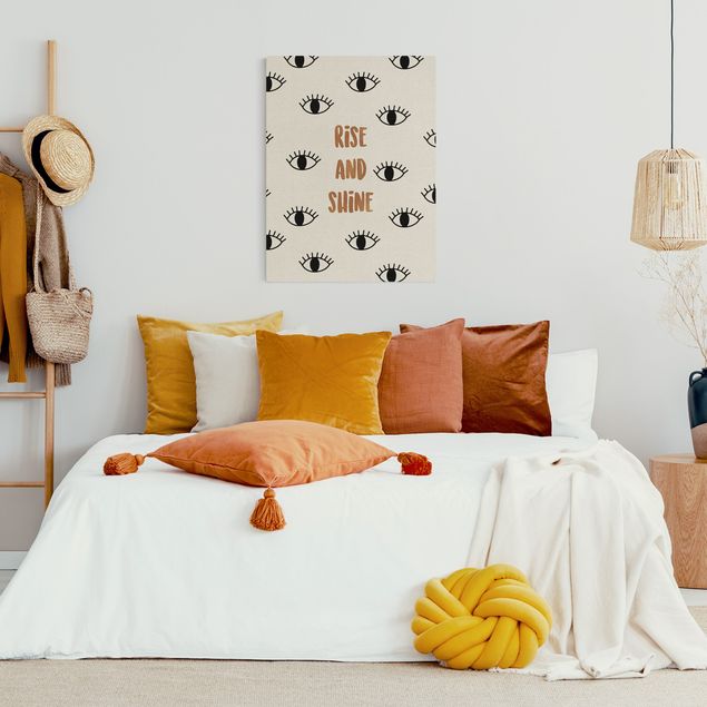 Quadri moderni per soggiorno Citazione della camera da letto - Rise & Shine