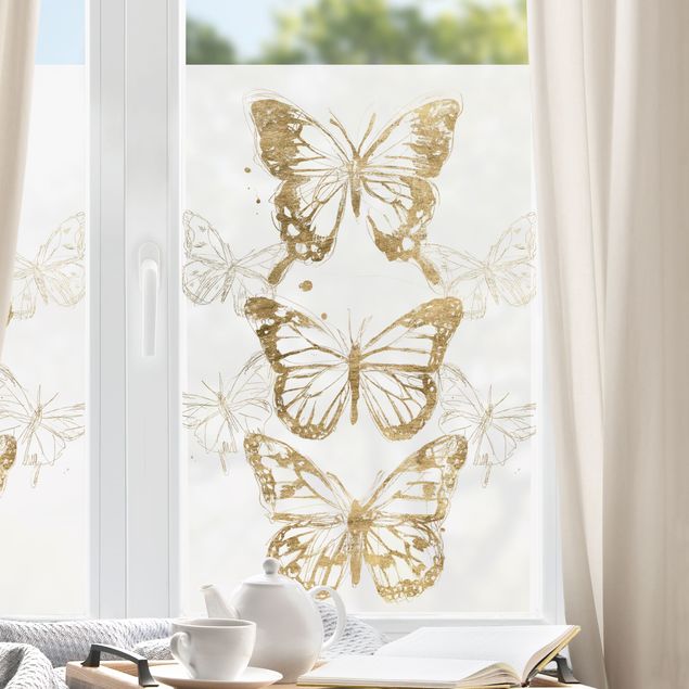 Pellicola per vetri per salone Composizione di farfalle in oro I