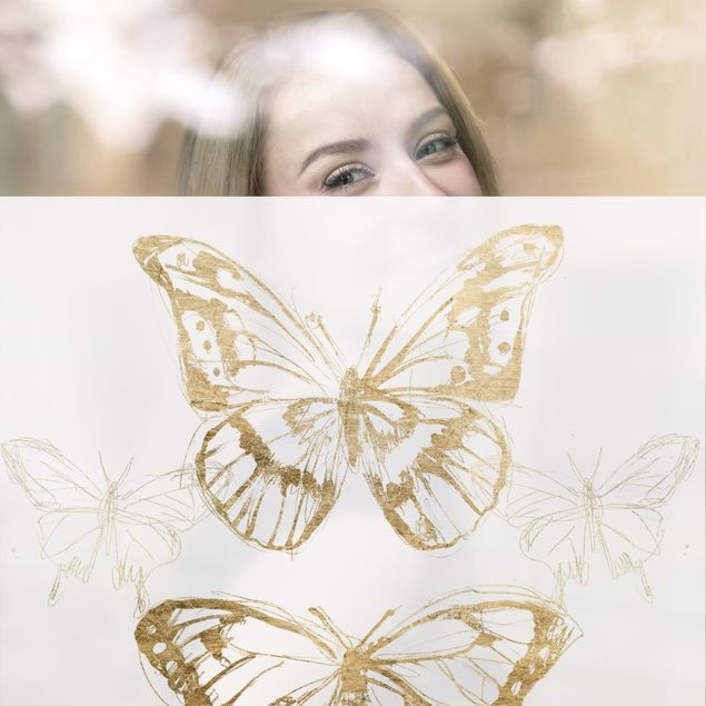 Decorazione per finestre - Composizione di farfalle in oro II