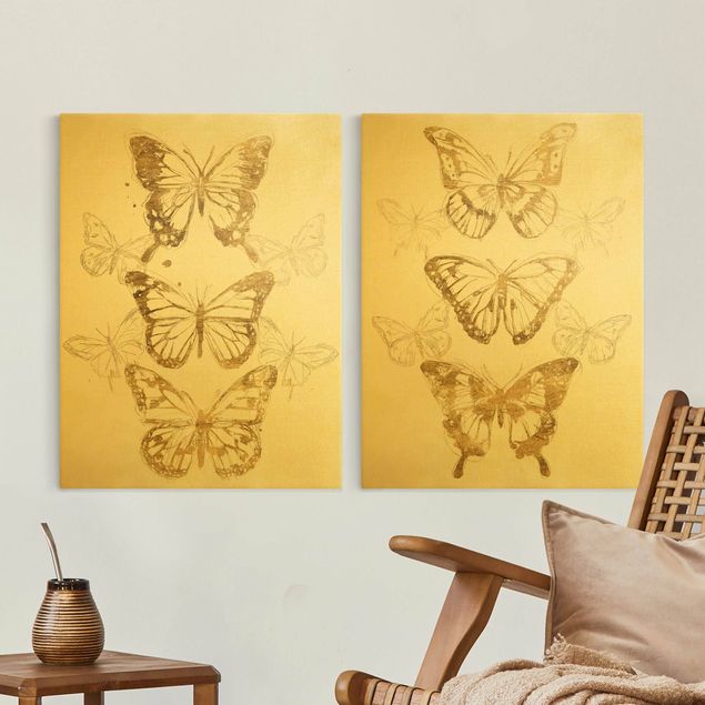 Quadri con farfalle Composizioni di farfalle oro