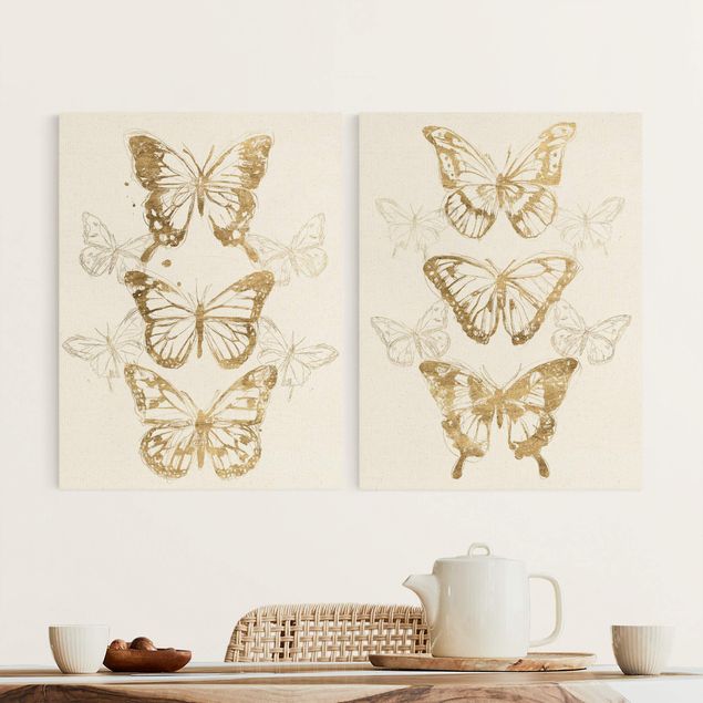 Quadri con farfalle Composizioni di farfalle oro