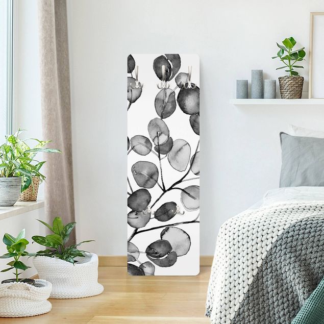 Appendiabiti - Ramo di eucalipto in acquerello bianco e nero