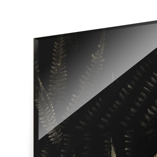 Quadro in vetro - Botanica felce in bianco e nero - Formato verticale