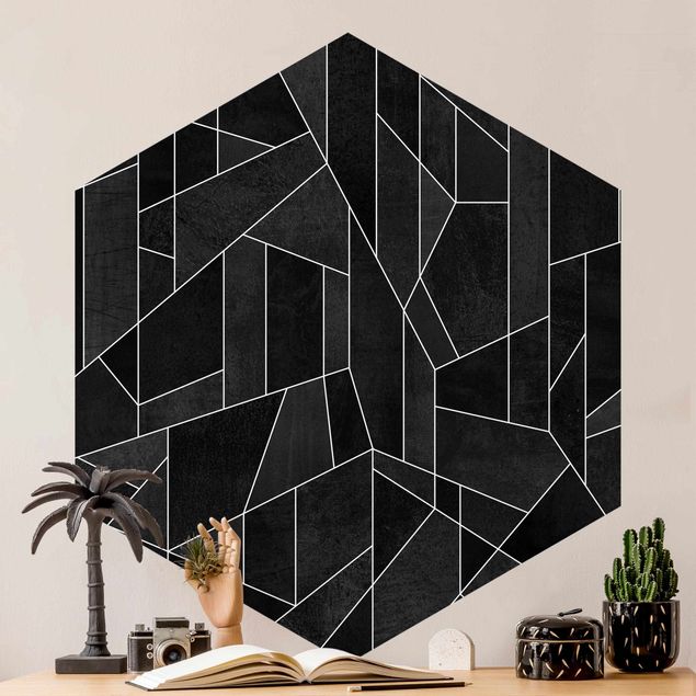 Tapete abstrakt Acquerello geometrico in bianco e nero