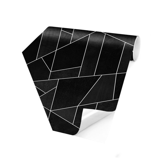 Carta da parati esagonale adesiva con disegni - Geometria in acquerello bianco e nero