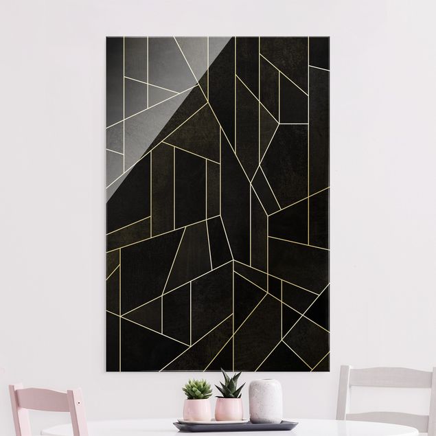 quadro astratto Acquerello geometrico in bianco e nero