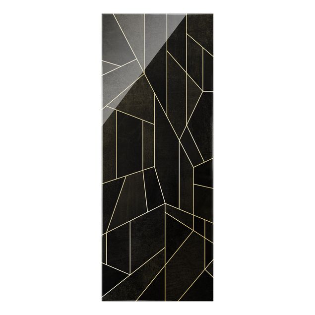 Quadro in vetro - Geometria in acquerello bianco e nero - Formato verticale