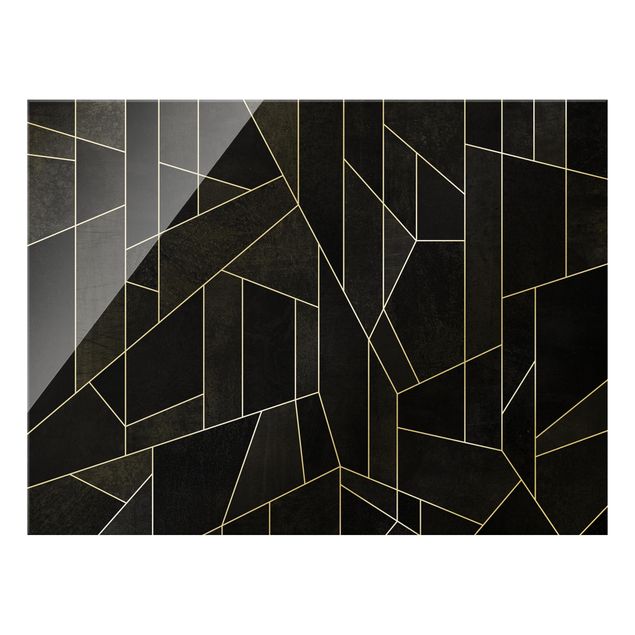 Quadro in vetro - Geometria in acquerello bianco e nero - Formato orizzontale