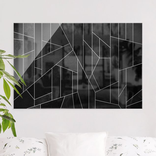 quadro astratto moderno Acquerello geometrico in bianco e nero