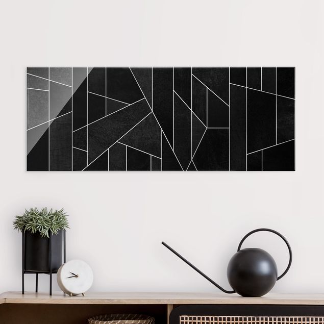 Quadri astratti Acquerello geometrico in bianco e nero