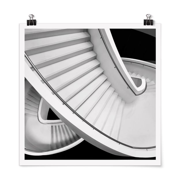 Poster - Architettura delle scale bianca e nera