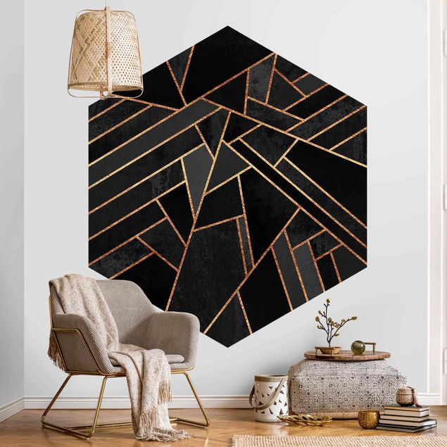 Abstrakte Malerei Triangoli neri oro
