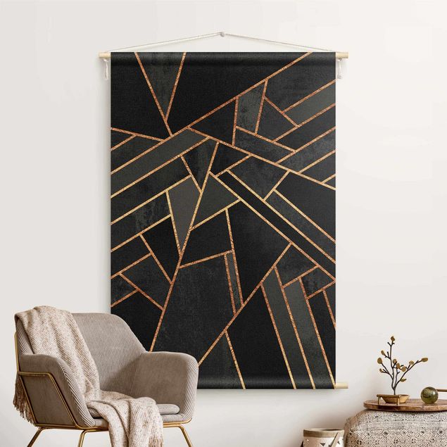 quadro astratto Triangoli neri con oro