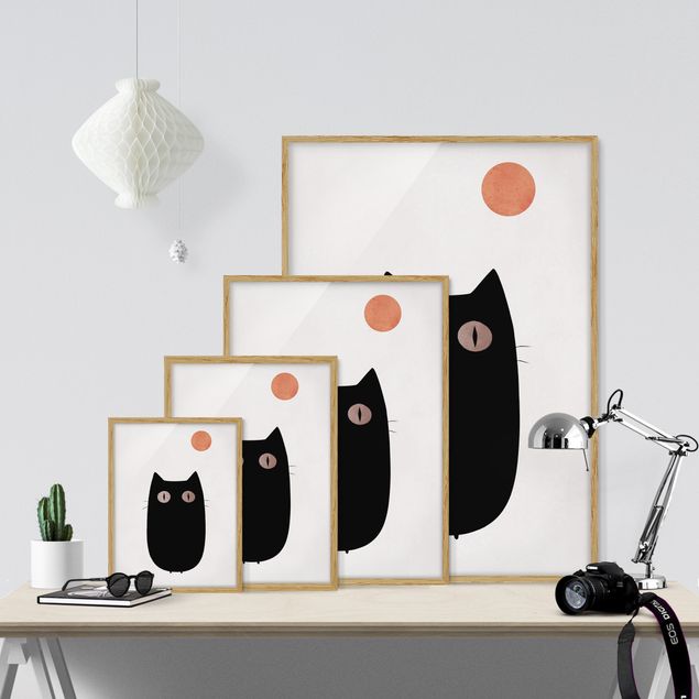 Poster con cornice - Illustrazione di gatto nero