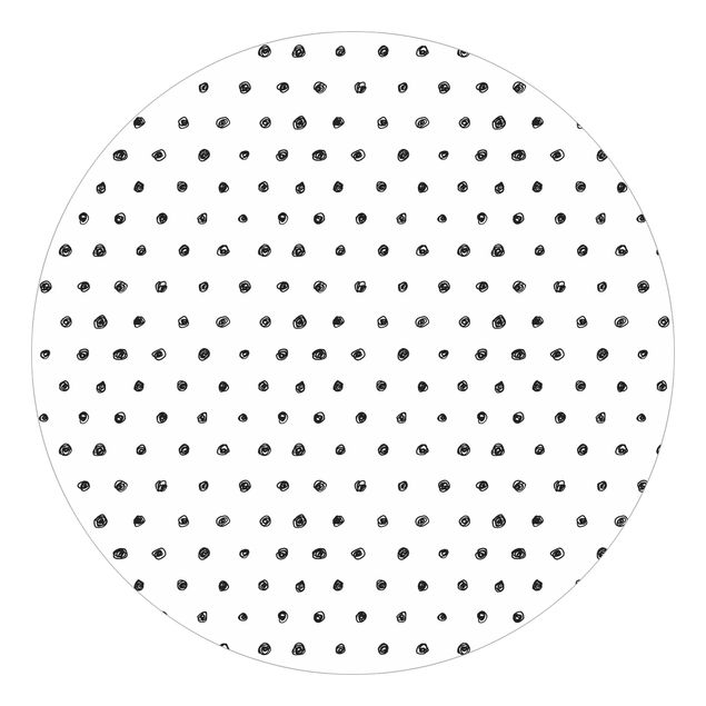 Carta da parati rotonda autoadesiva - dot pattern inchiostro nero