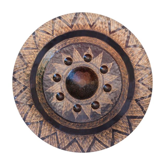 Tappeto in vinile rotondo - Cerchio nero con dettagli in oro