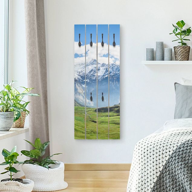 Appendiabiti in legno - Panorama delle Alpi svizzere