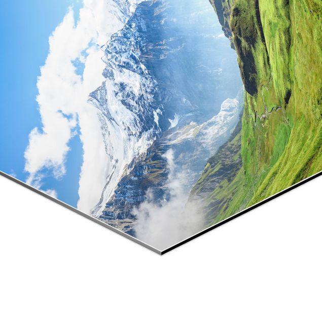 Esagono in Alluminio Dibond - Panorama delle Alpi svizzere