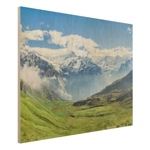 Stampa su legno - Panorama delle Alpi svizzere